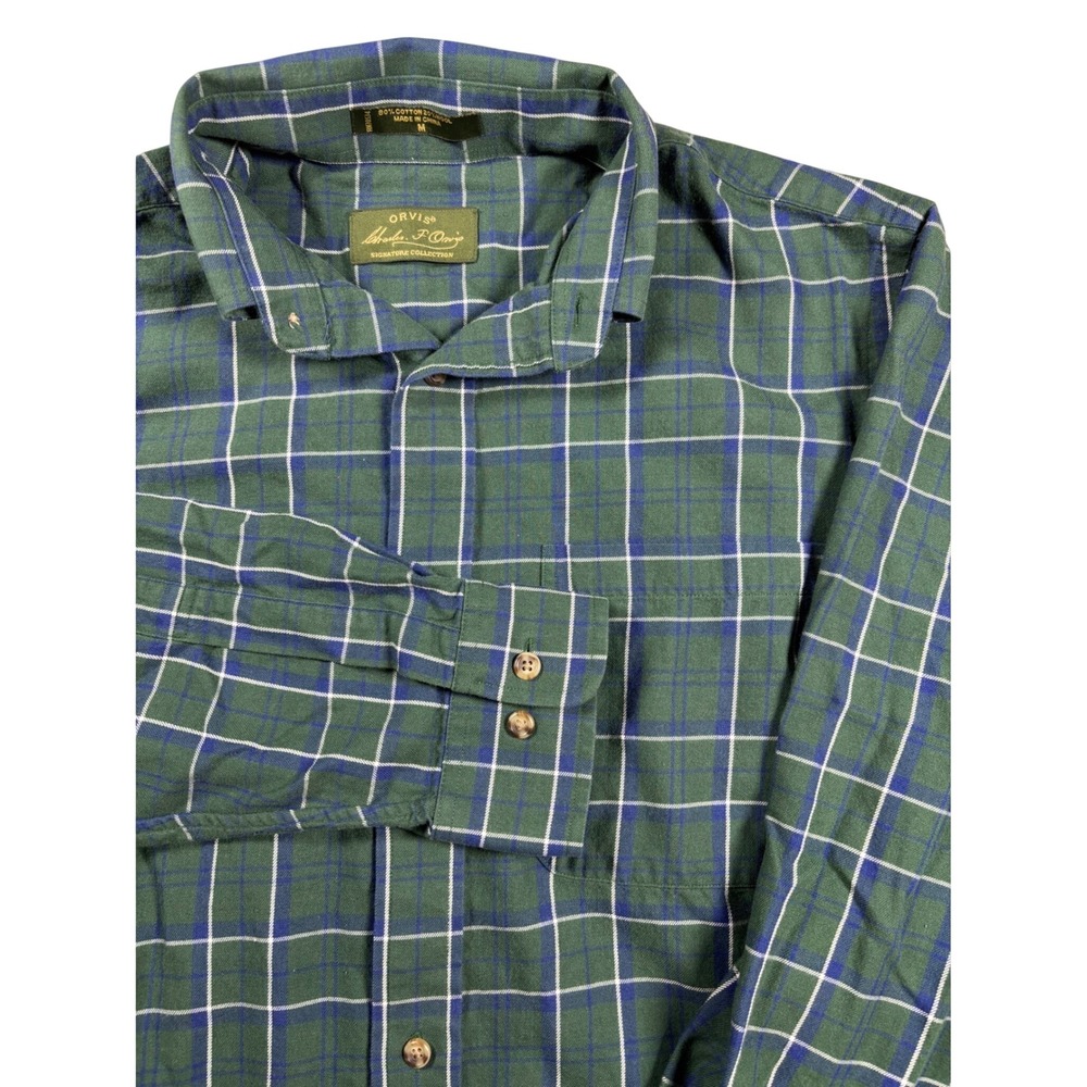 Orvis Charles F Orvis Signature Plaid Cotton Wool Blend Shirt Mens Medium Green